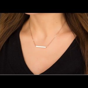14K REAL ROSE GOLD BAR NECKLACE